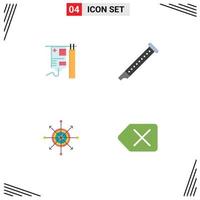 Set of 4 Modern UI Icons Symbols Signs for drip focus treatment instrument dart Editable Vector Design Elements