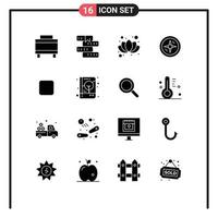 16 Thematic Vector Solid Glyphs and Editable Symbols of book check box chinese box compass Editable Vector Design Elements