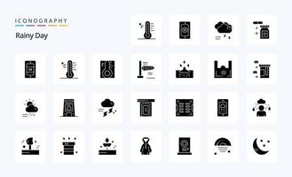25 Rainy Solid Glyph icon pack vector