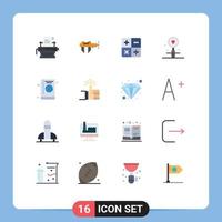 Set of 16 Modern UI Icons Symbols Signs for passport search scale love date Editable Pack of Creative Vector Design Elements