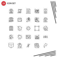 25 Universal Line Signs Symbols of missed arrows media video computer Editable Vector Design Elements