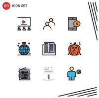 Set of 9 Modern UI Icons Symbols Signs for e disco mobile club ball Editable Vector Design Elements