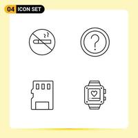 Universal Icon Symbols Group of 4 Modern Filledline Flat Colors of smoking card health help memory card Editable Vector Design Elements