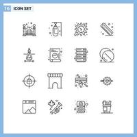 User Interface Pack of 16 Basic Outlines of education compass gear school measure Editable Vector Design Elements