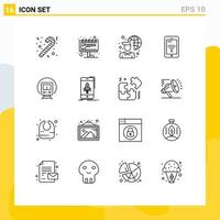 Set of 16 Modern UI Icons Symbols Signs for tramway cortege internet connectivity wifi sign Editable Vector Design Elements