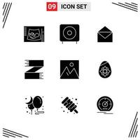 Pictogram Set of 9 Simple Solid Glyphs of footwear clothes products accessories message Editable Vector Design Elements
