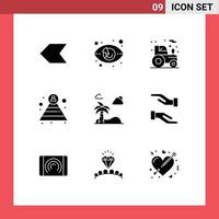 9 Creative Icons Modern Signs and Symbols of tree beach agriculture structure career Editable Vector Design Elements