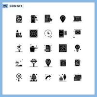 25 Universal Solid Glyph Signs Symbols of system marker forum map tutorial Editable Vector Design Elements