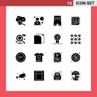16 User Interface Solid Glyph Pack of modern Signs and Symbols of home diary user interface book shorts Editable Vector Design Elements