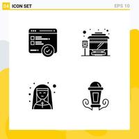 Group of 4 Solid Glyphs Signs and Symbols for development mother superior web city bus terminal profession Editable Vector Design Elements