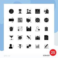 25 Thematic Vector Solid Glyphs and Editable Symbols of food mincer interface food hero communication Editable Vector Design Elements