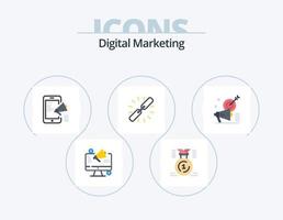 diseño de iconos de paquete de iconos planos de marketing digital 5. cadena. enlace. primero. la publicidad móvil. medios de comunicación vector