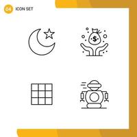 4 Creative Icons Modern Signs and Symbols of moon instagram capital venture human Editable Vector Design Elements