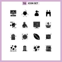 16 Universal Solid Glyphs Set for Web and Mobile Applications film camera cinema medical camera fortress Editable Vector Design Elements
