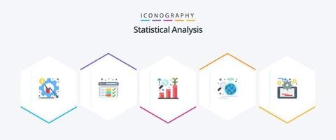 paquete de 25 iconos planos de análisis estadístico que incluye estadísticas. datos. web. negocio. crecimiento vector