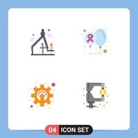 Modern Set of 4 Flat Icons Pictograph of design development balloons health mechanism Editable Vector Design Elements