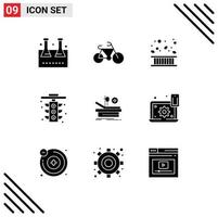 Solid Glyph Pack of 9 Universal Symbols of operation traffic area life leaf Editable Vector Design Elements