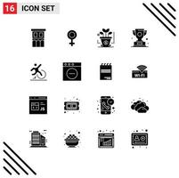 16 Thematic Vector Solid Glyphs and Editable Symbols of change winner finance prize award Editable Vector Design Elements