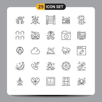 25 Universal Lines Set for Web and Mobile Applications district movie construction mobile photo Editable Vector Design Elements