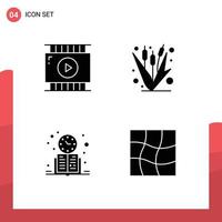 4 Creative Icons Modern Signs and Symbols of film editing book video design farm learning Editable Vector Design Elements