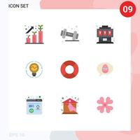 Mobile Interface Flat Color Set of 9 Pictograms of innovation generation game concept console Editable Vector Design Elements