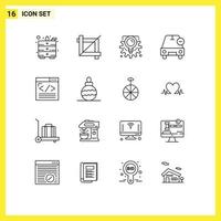 16 Thematic Vector Outlines and Editable Symbols of web content browser creative vehicles less Editable Vector Design Elements