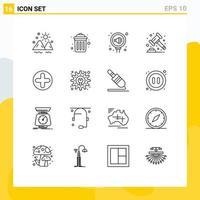 Universal Icon Symbols Group of 16 Modern Outlines of banking gavel recycle auction relation Editable Vector Design Elements