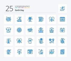 Earth Day 25 Blue Color icon pack including earth. energy. car. ecology. light bulb vector