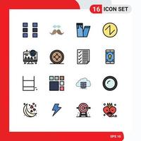 Flat Color Filled Line Pack of 16 Universal Symbols of business computer men wave sound Editable Creative Vector Design Elements