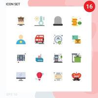 16 Flat Color concept for Websites Mobile and Apps coach user coin up patrick Editable Pack of Creative Vector Design Elements