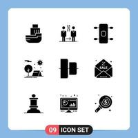 Pictogram Set of 9 Simple Solid Glyphs of sun holiday hospital camping sport Editable Vector Design Elements