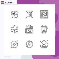 Universal Icon Symbols Group of 9 Modern Outlines of search party easter celebration website Editable Vector Design Elements