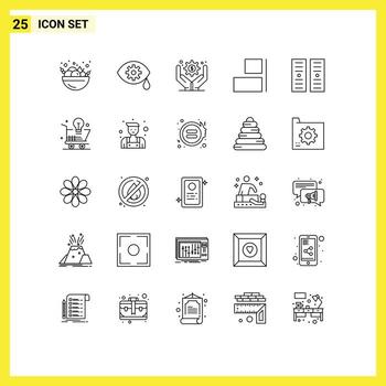 25 User Interface Line Pack of modern Signs and Symbols of online cart business operations server data center Editable Vector Design Elements