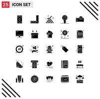 25 User Interface Solid Glyph Pack of modern Signs and Symbols of devices laboratory business knowledge biology Editable Vector Design Elements