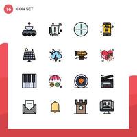 Universal Icon Symbols Group of 16 Modern Flat Color Filled Lines of energy taxi wifi cancel ride symbols Editable Creative Vector Design Elements