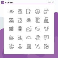 paquete de iconos vectoriales de stock de 25 signos y símbolos de línea para la interfaz de conexión de navegación de avatar chateando elementos de diseño vectorial editables vector