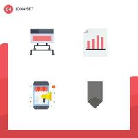 4 Flat Icon concept for Websites Mobile and Apps computer online database record shopping Editable Vector Design Elements