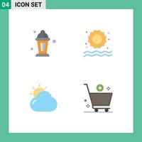 Pack of 4 creative Flat Icons of abrahamic shinning ramadan swimming add Editable Vector Design Elements