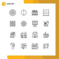 User Interface Pack of 16 Basic Outlines of christmas fashion competition design jury Editable Vector Design Elements