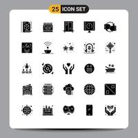 Group of 25 Modern Solid Glyphs Set for competition box interior support help Editable Vector Design Elements