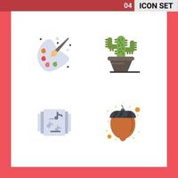 4 Universal Flat Icon Signs Symbols of color music painting plant hazelnut Editable Vector Design Elements