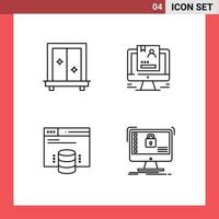 4 User Interface Line Pack of modern Signs and Symbols of window hosting website dressing user server Editable Vector Design Elements
