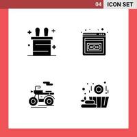Modern Set of 4 Solid Glyphs and symbols such as magic trick wood entrepreneurship scooter Layer 1 Editable Vector Design Elements