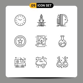 9 Universal Outlines Set for Web and Mobile Applications star favorite design bookmark thinking Editable Vector Design Elements