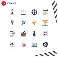 Group of 16 Flat Colors Signs and Symbols for media twitter award notification activity Editable Pack of Creative Vector Design Elements