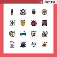 16 Universal Flat Color Filled Line Signs Symbols of charge typewriter devices type technology Editable Creative Vector Design Elements