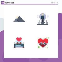 Mobile Interface Flat Icon Set of 4 Pictograms of mountain light nature idea love Editable Vector Design Elements