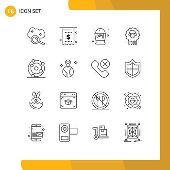 16 esquemas universales establecidos para aplicaciones web y móviles elementos de diseño de vectores editables de arte de pascua de dinero de cordero de primavera