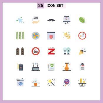 paquete de interfaz de usuario de 25 colores planos básicos de datos de servidor hipster de computadora de hoja que comparten elementos de diseño vectorial editables vector