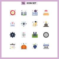 Mobile Interface Flat Color Set of 16 Pictograms of love lego awareness constructor health Editable Pack of Creative Vector Design Elements
